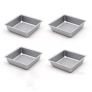 Flunyina 4 Inches NonGeFriend giftitStick Square Cake Pans Set of 4 Carbon Steel Cake Molds for Home Daily Housewarming Wedding Birthday Party Brownie Making