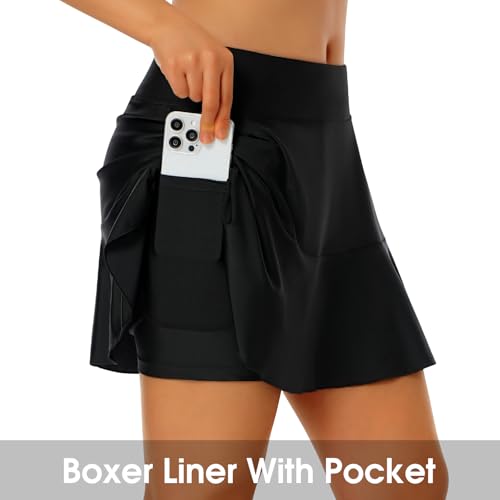 Turnhier Womens Swim Skirt High Waisted Ruffle Tummy Control Tankini Swimsuit Bathing Suit Bottoms with Pockets3