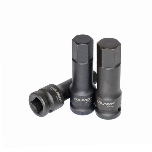 US PRO Narzędzia 16 szt. 1/2" DR Impact Hex Bit Sockets H4 - H19 3998