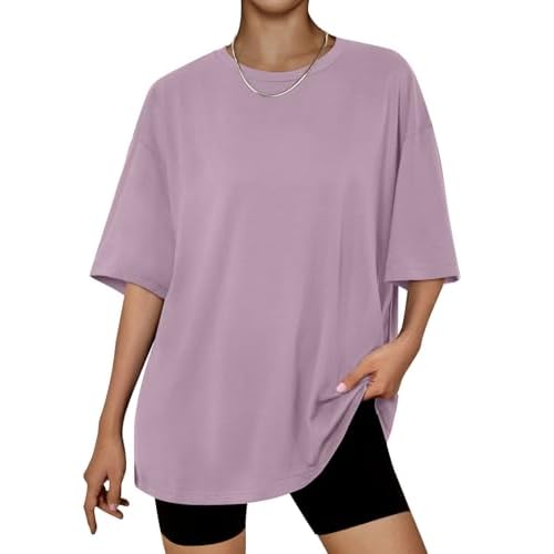 Trendy Queen Womens Oversized Summer T Shirts Fashion Workout Plus Size Tops Short Sleeve Beach Vacation Gym Clothes 2025