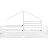 Bordure de protection : la clôture tout autour offre une protection optimale pour des nuits paisibles. La protection anti-chute empêche les chutes pendant le sommeil. La grande entrée latérale permet aux enfants d'entrer et de sortir indépendamment. Les parents ont ainsi la possibilité de s'asseoir confortablement sur le lit de leurs enfants, sans restriction par des bords hauts ou des bords gênants.