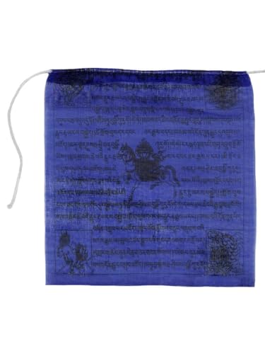 Gebetsfahnen, handgefertigt, Fair Trade, tibetisch-buddhistisch, Baumwolle, Wind-Pferde aus Nepal – 25 Flaggen – über 5 m lang EINWEG