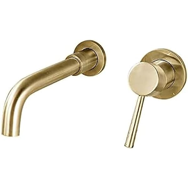 Wall Mounted Basin Taps Hot And Cold Spout Sink Mixer Tap Sink Taps For Bathroom Wall Mounted Basin Mixer Tap Bathroom Sink Taps Black - Continuous,15cm,Brushed Gold-split,15cm