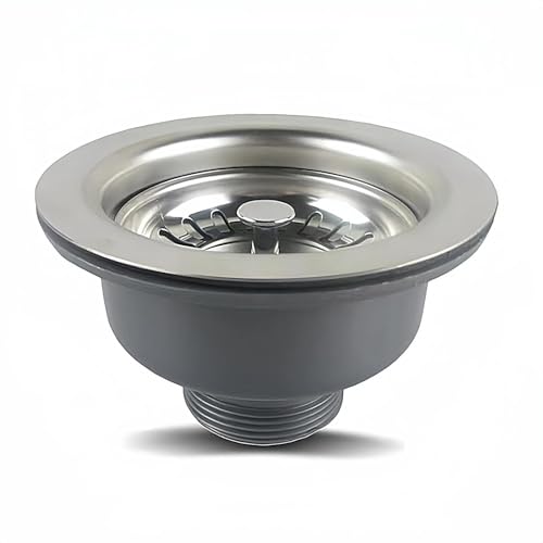 85MM Sink Waste,Sink Collection, Stainless Steel and PVC Kitchen Sink Basket Strainer Plug Waste Basket Sink Waste G1½"