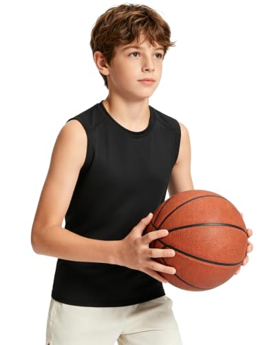 Image of Somaibo Boys Sleeveless Compression Shirt Youth Athletic Tank Tops Kids Quick Dry Basketball Football Undershirt