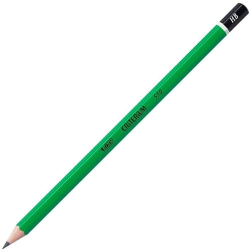 BIC Ecriture Criterium 550 Crayons à Papier - Mine Grasse Et Résistante - Couleur Grise, HB, Boîte de 12