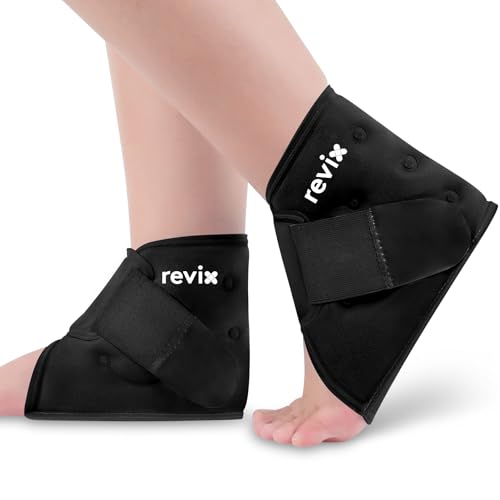 Image of REVIX Gel Ankle Ice Packs Wrap for Swelling, Reusable Ice Pack for Foot Plantar Fasciitis, Flexible Cold Compression Wrap for Ankles Sprain, Sport Recovery, and All-Day Comfort, 2 Packs