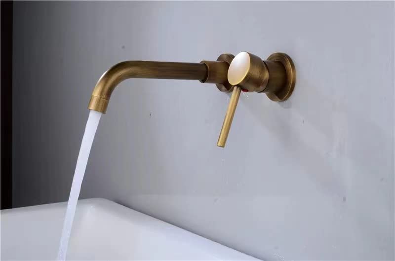 imiiHO 017 Rubinetto per lavabo da parete, ottone spazzolato, tono bronzo, rubinetto da parete per bagno