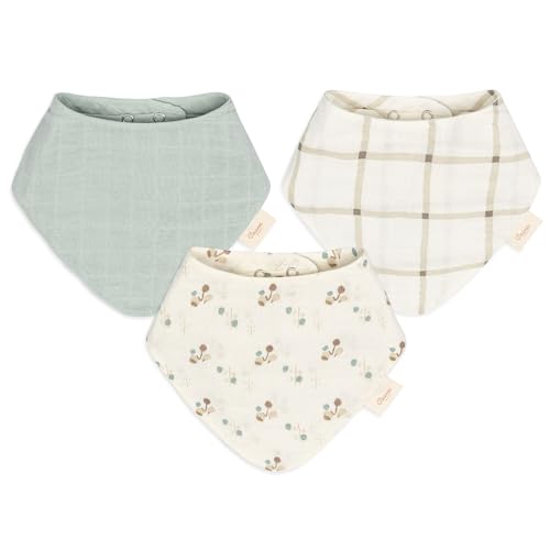 Image of Crane Baby Soft Muslin Baby Bib Set, Adjustable and Absorbent Bandana Style Bibs for Boys and Girls