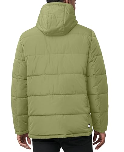 Image of Nautica Men's Midweight Quilted Faux Memory Puffer Jacket -Adjustable Hood Insulated Winter Coat