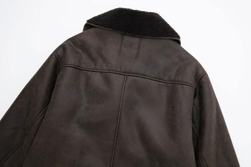 loveimgs Women Thick Sherpa Lined Faux Suede Jacket Oversized Leather Coat Shearling Fleece Moto Jacket Biker Winter Overcoat4