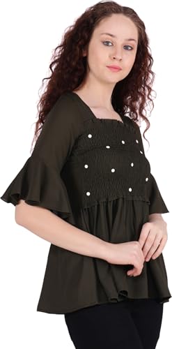 Image of POPWINGS Printed Chiffon Peplum Tops for Women