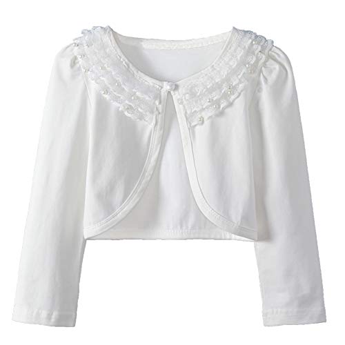 Girl Lace Bolero Cardigan Shrug - Toddler Girl Long Sleeve Lace Flower Shrug Sweater 4T - 5T Off White