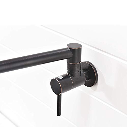Grifo de cocina de latón macizo con brazo oscilante cromado e instalación de pared 5