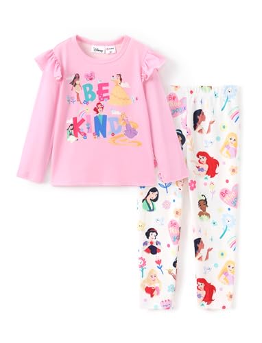 Image of Disney Girls Outfits Long Sleeve Lightweight Shirt +Leggings Clothing Sets