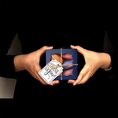 KPOSIYA 60 Pcs Blue Bakery Boxes with Window Individual Cupcake Boxes 4x4x2.5 Inches Cookie Boxes Kraft Paper Blue Gift Box for Pastries, Cookies, Pie, Donuts, Macaroon