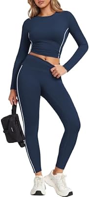 Two Piece Sets for Women Fall Clothes Workout Set Yoga Pants Navy Blue S