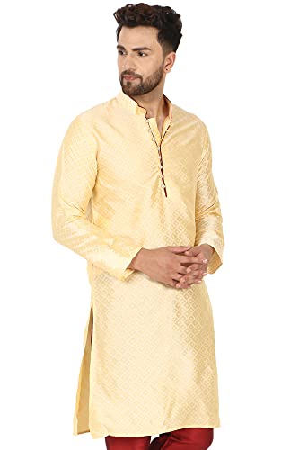 SKAVIJ Men's Indian Art Silk Kurta Casual Long Shirt Party Wear Dress3