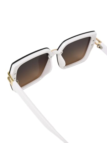 Image of HASHTAG EYEWEAR Stylish Square Sunglasses for Women | UV400 Protection | Oversized Designer Shades | Trendy Eyewear | Summer Sun Protection | Fashionable Goggle