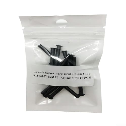 Springwillfly Paquete de 15 tubos de protección de cuerda de nailon para raqueta de tenis, para uso con arreglos estándar de agujeros de ojales y caminos de cuerda (3.2 x 25)