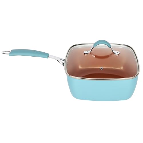 Gr8 Home 19 Piece Induction Cookware Set Non Stick Cooking Pot Frying Pan Steamer Saucepan Kitchenware Bakeware with Lids (Blue and Copper) - Image 5