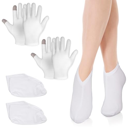 ElevateTech 2 pares de calcetines hidratantes de silicona guantes y calcetines, pantalla táctil, guantes de humedad para pies agrietados secos manos manos manos y pies calcetines de gel de spa guantes