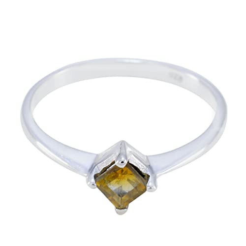 Bague en argent sterling 925 anti-ternissement de forme carrée pour peau sensible
