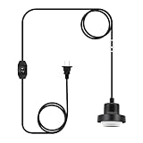 PNLIARN Vintage Hanging Light Cord,Industrial Pendant Light Kit with Plug in Cord, Black 15FT Extens