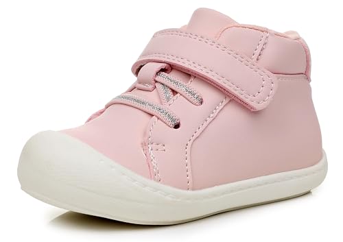 Apakowa Toddler First Walker Baby Boots for Boys and Girls – Baby Sneakers Style with Wide Toe Box, Easy Strap & Non-Slip Sole (Size 4-9 Toddler)