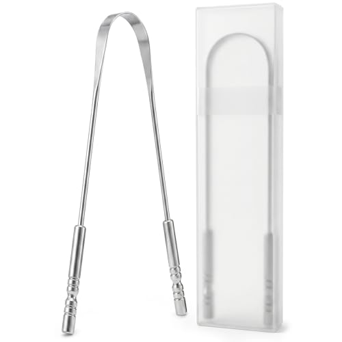 AYOJOY Tongue Scraper with Travel Case, Stainless Steel Tongue Cleaner