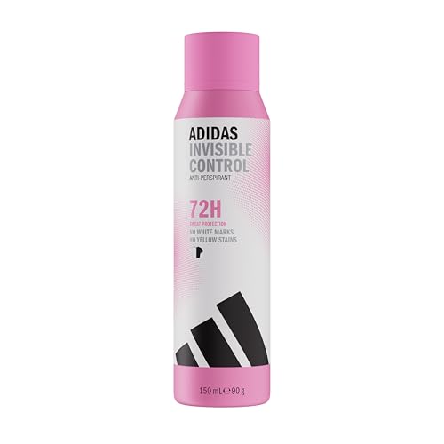 adidas Déodorant spray anti-transpirant Invisible Control pour femme, Parfum frais, Protection contre la transpiration pendant 72 heures, Doux pour la peau, Formule vegan, 150 ml