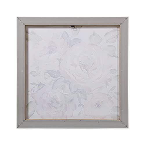 DRW Set mit 2 quadratischen Leinwand-und Holzbildern mit Blumen, 60 x 3 x 60 cm, Mehrfarbig, estandar