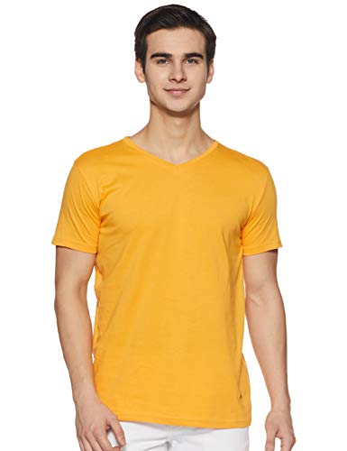 Image of ABOF Men's Solid Slim fit T-Shirt (BOA19AMCWTE3034712 Yellow M Mustard M)