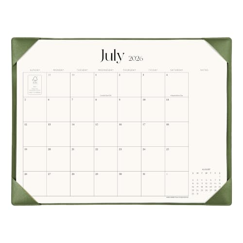 Simplified Desk Calendar 2026 with Desktop Mat, Cabbrix Large Desk Pad Calendar 21" x 16-1/2" Including January 2026 to June 2027, Desk Blotter Calendar for Home School and Office (Mint Green)