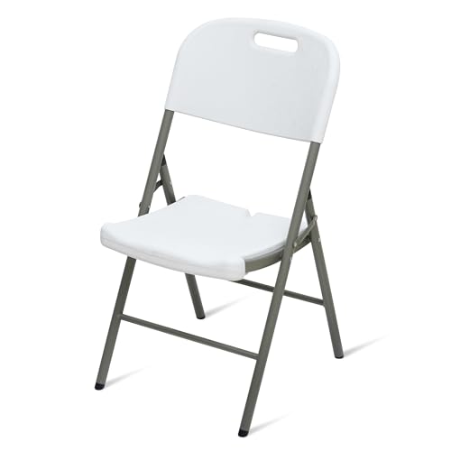 Image of Livzing Heavy Duty Plastic Folding Chair for Home, Office & Outdoor | Portable, Ergonomic Back Support | Strong Steel Frame, Anti-Skid Legs | Easy to Clean | 150 kg Load Capacity (1 Pack - White)
