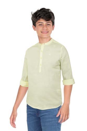 Image of Allen Solly Boys' Solid Cotton Kurta | Full Sleeve | Soft Breathable Feel | Festive & Wedding Ethnic Wear