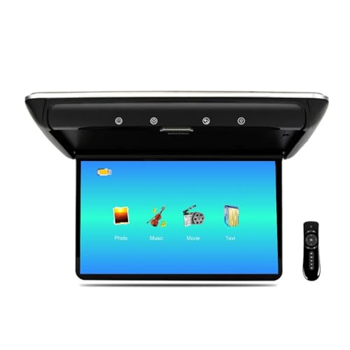 Monitor de techo for coche 15,6 pulgadas, abatible hacia abajo, pantalla HD 1080P, reproductor MP5, IPS(Black)