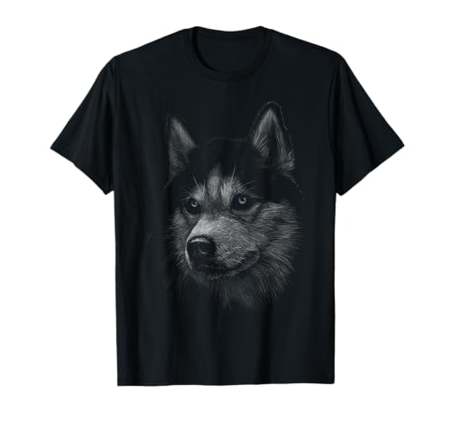 Cute Siberian Husky Dog Head Art Gift for Lovers Dogs Puppy T-Shirt