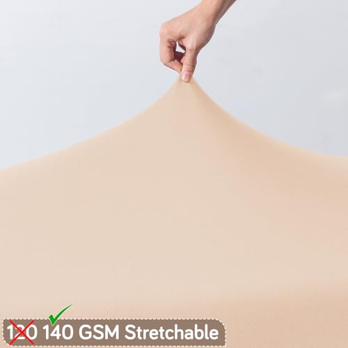 Image of HOKIPO 'SereneSolids' 140 GSM Dining Bench Cover Stretchable Slipcover, Beige (AR-6245-BGE)