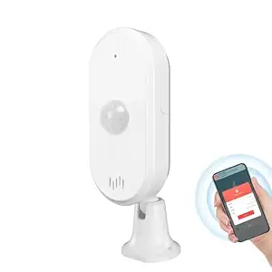 amiciSmart PIR Motion Sensor WiFi, 90 degree Movement Detector Alarm SmartLife App Compatible for Home Security and Protection
