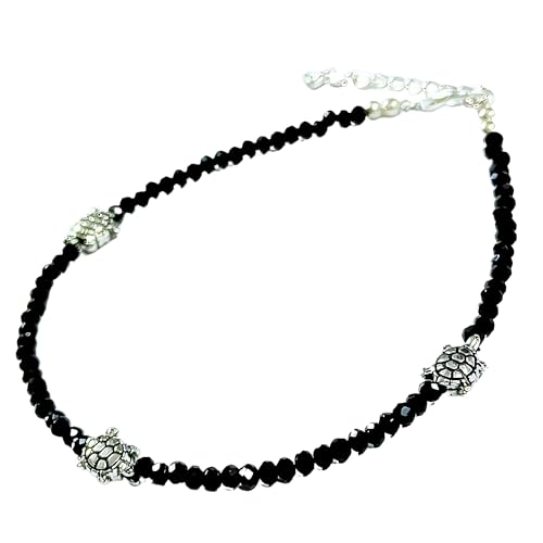 Generic Black Bead Crystal Charm Anklet Bracelet Handmade Simple Summer Beach Waterproof Ankle Foot Chain Bracelets For Women Minimalist Jewelry Adjustable cover