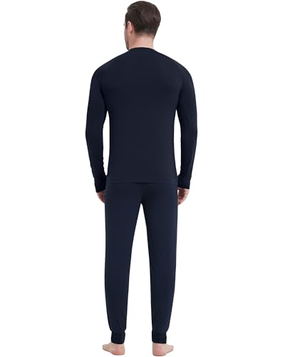 Image of NACHILA Mens Pajamas Set Long Sleeve Henley Sleepwear Top Soft Jogger Pants Pajamas Cool Pjs Set,Viscose Made from Bamboo