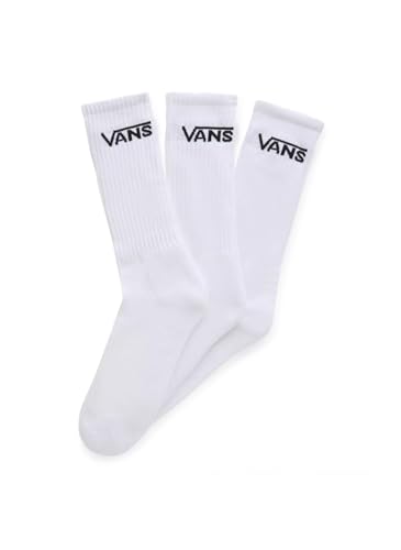 Vans Unisex Classic Crew Socks (3-Pack) | Casual Men's & Women's Everyday Socks, Soft & Stretchy Fabric, Great for High-Top Shoes, White, 6.5-9