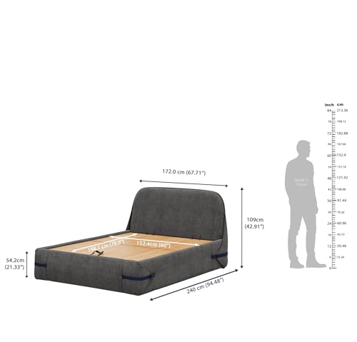 Image of Wakefit Hibernis Queen Size Hydraulic Storage Upholstered Bed
