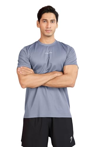 Image of FUAARK Men Solid Slim Fit Polyester Gym & Running Wear Tshirt