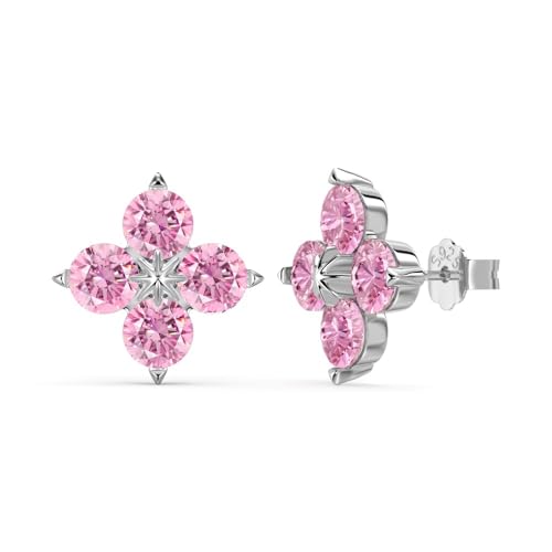 Boucles d'oreilles quatre feuilles en argent sterling 925 et oxydes de zircone pour femme