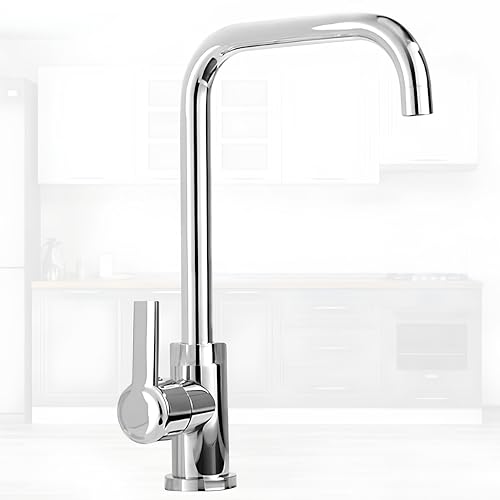 Badem10 Star Lüx Kuğu Batarya Krom Lavabo Banyo Mutfak Musluğu Musluk Mermer Tezgah Üstü Çift Su Giriş Evye
