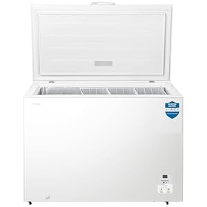 Teknix CH297 Freestanding Chest Freezer - 300L Capacity - Suitable for Garages, Outbuildings and Sheds - LED Light - Refrigeration Mode - Digital Temperature Control - 4 Star Freezer Rating - White