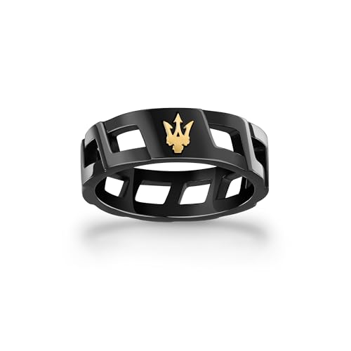 Maserati Anello In Acciaio Da Uomo, Ip Nero, Ip Oro Giallo, Collezione Iconic - JM334AVD510 - 6