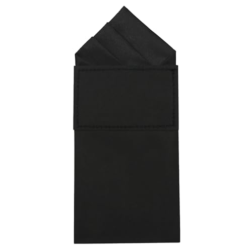 Mens Pre-Folded Pocket Squares on Card Pocket Handkerchief for Suit Accessories (Black Peak)